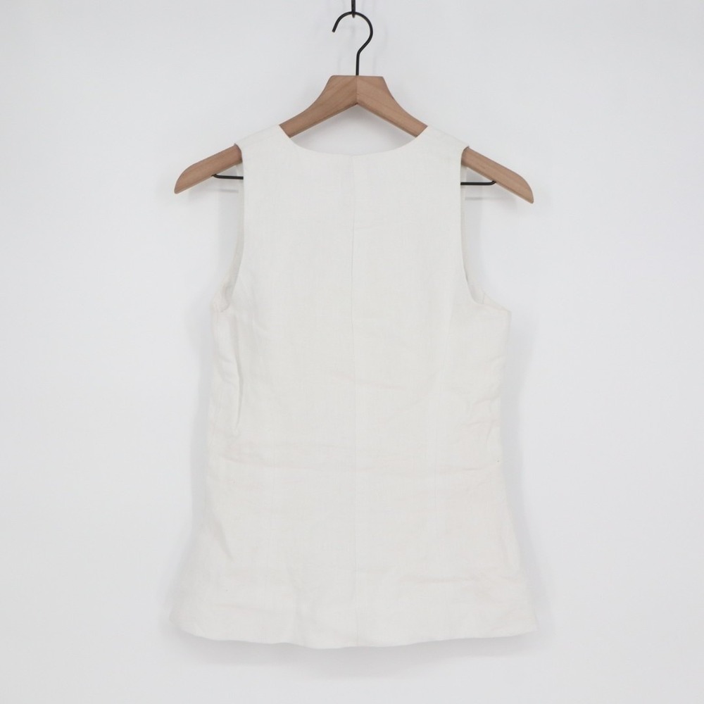 Madewell Cutaway Vest Womens 0 White Linen Scoop Neck Welt Pocket Button Front - Picture 5 of 6